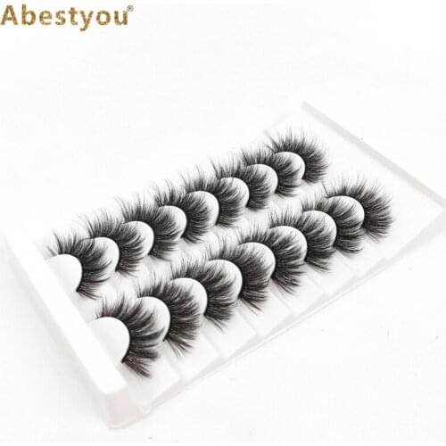Abestyou 8pairs 3D Faux Mink Lashes Fluffy Soft Wispy Volume Natural long False Lash Reusable Eyelash rzesy