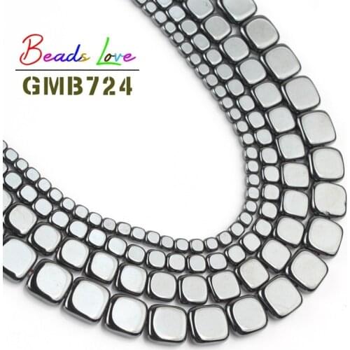 Geometric Black Hematite Beads Natural Stone 3 4 6 8MM Square Shape Loose Spacer Beads for Diy Bracelet Men Jewelry Making 15