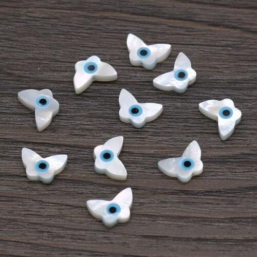 5pc Natural Evil eye Shell Beads Butterfly Shape Loose Bead for Jewelry Making DIY Necklace Earring Accessories