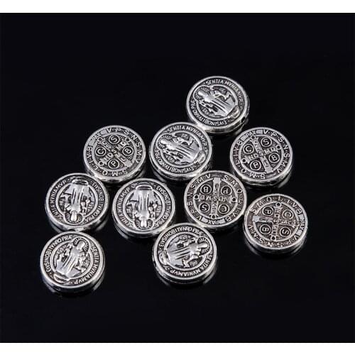 Religious cross big hole beads handmade crafts, big hole beads Benedict Medal Smqlivb handmade jewelry DIY