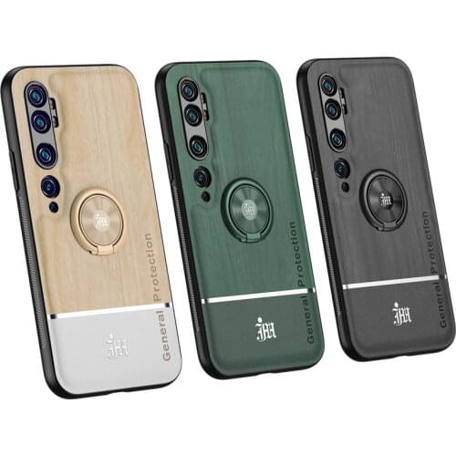 Wood pattern Case For Xiaomi mi Note 10 case mi note10 pro metal Bracket Finger Ring Back Cover for Xiaomi mi 10 Ultra