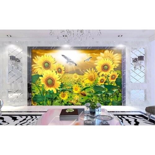 Custom phot wallpaper for walls 3 d wall murals wallpaper Sunflower flowers wallpaper beautiful scenery TV background wall paper