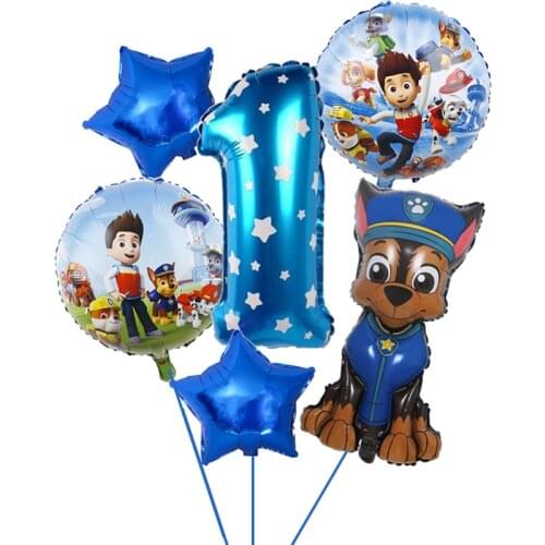 Paw Patrol Toys Balloons Figure Chase Skye Puppy Model Desktops Ornaments Ballon Birthday Party Christmas Gift Set For Children