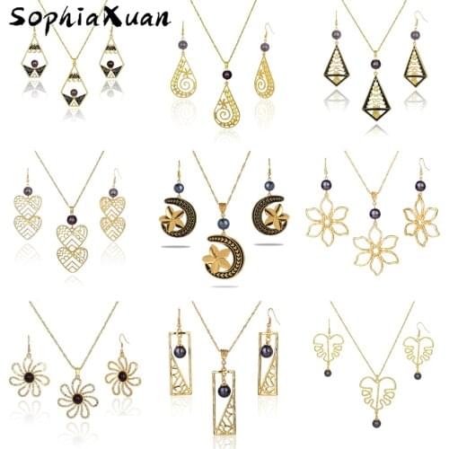 New Design Fashion Hawaiian Marshall Flowers Jewelry Set Tortoise Necklace Woman Promotion Wholesale Earrings Necklace for Women