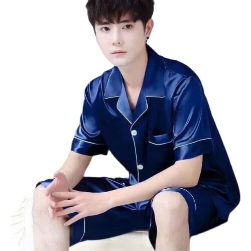 M-5XL men spring summer thin shortsleeved shorts twopiece casual Comfortable large size youth middleaged male home service suit