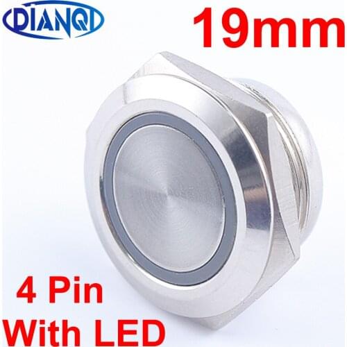 19mm 3V5V6V 12V24V 110V220V Electric Waterproof Power Without Led Light Momentary Pressure Short Mini Push Button Switch NO Led