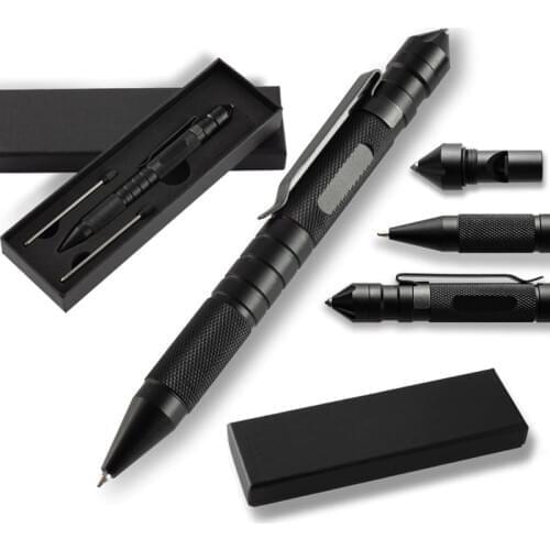 Multifunctional Tactical Pen With Tungsten Steel Head Survival Whistle Defense Pen Outdoor Survival Writing Tactical Pen