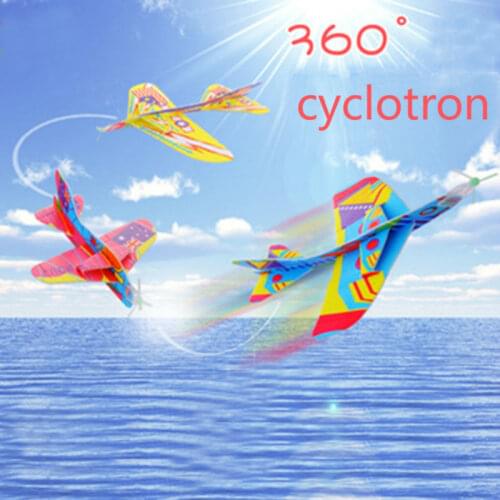 1SET Flying Back Toys Magic Swing Plane 360 Cyclotron Airplane DIY Assembly Model Educational Toys Kids Game Prizes Best Gift