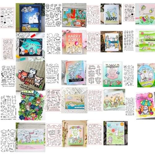 Cartoon Animal Giraffe Lion Mouse Owl Baby Elephant Monkey Dinosaur Rabbit Clear Stamps For Scrapbooking DIY Craft Decoration