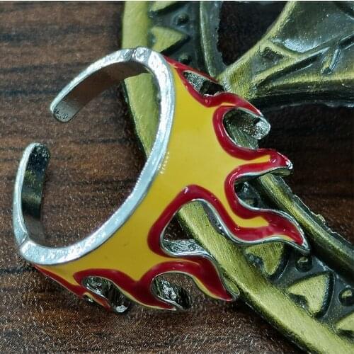 Men Punk Fire Hip Hop Style Fashion Metal Ring Gifts Jewelry Retro Flame Opening Rings for Women