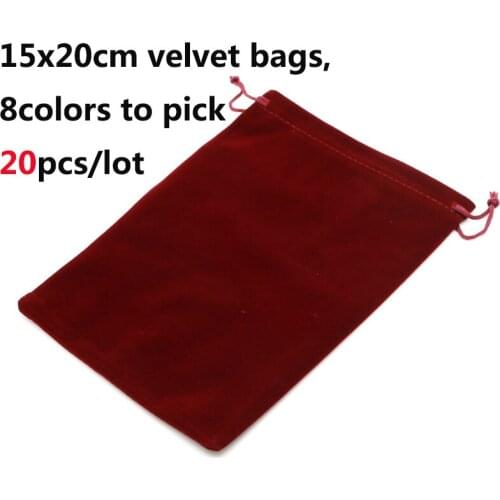 New 20pcs 15x20cm 8Colors Large Jewelry Velvet Bags Pouches Soft Velvet Drawstring Packing Bags For Wedding Party Gifts Bags