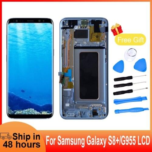 Original New LCD Touch Display For Samsung G955 With Frame For Samsung Galaxy S8 plus LCD Screen Replace
