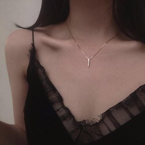Necklace New Geometric Cubic Long Rectangle Simple Clavicle Chain Charm For Women Fresh Temperament Students Birthday Dating