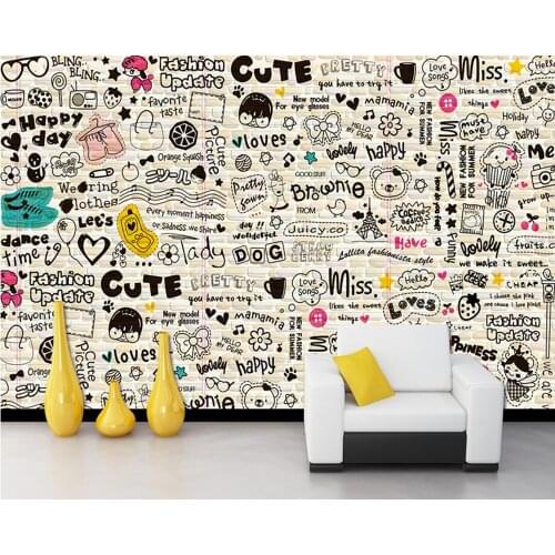 Custom children Wallcoverings,Cartoon English,3D cartoon murals for childrens bedrooms restaurants backdrop PVC wallpaper