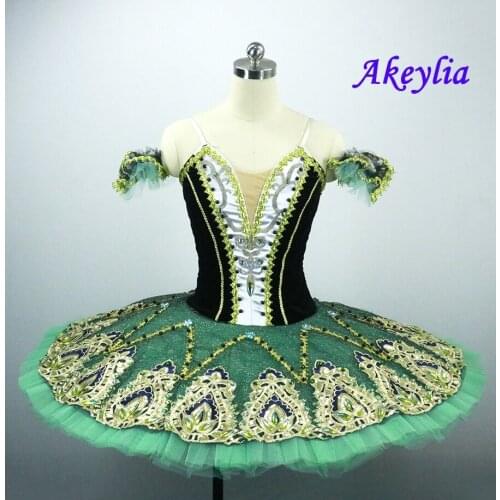Professional Ballet Tutu Green Gold black Adult Nutcracker Classical Ballet Tutus Performance Pancake Tutu Skirt Ballet Costume