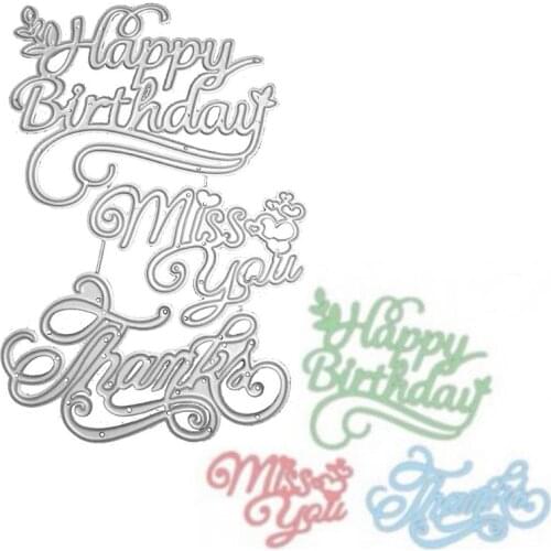 Happy Birthday DIY Cutting Dies Stencil Scrapbooking Embossing Paper Card Decor