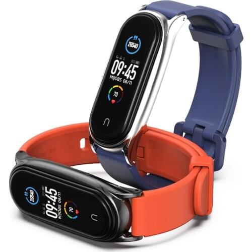 BOORUI silicon bands for Xiaomi mi band 3 4 5 Straps soft feel belt For Xiaomi Mi Band 4 Metal Frame Case