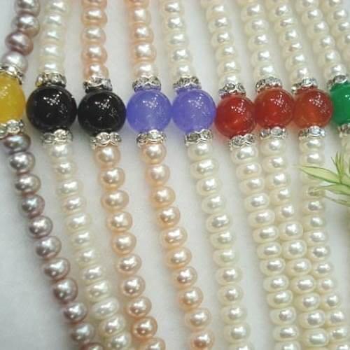 MIX Jewerly COLOR!!! 7-8MM Size Charm Exquisite Fresh Water Pearl Bracelet 18CM Long Bangle Fashion Jewelry, 30pcs/lot