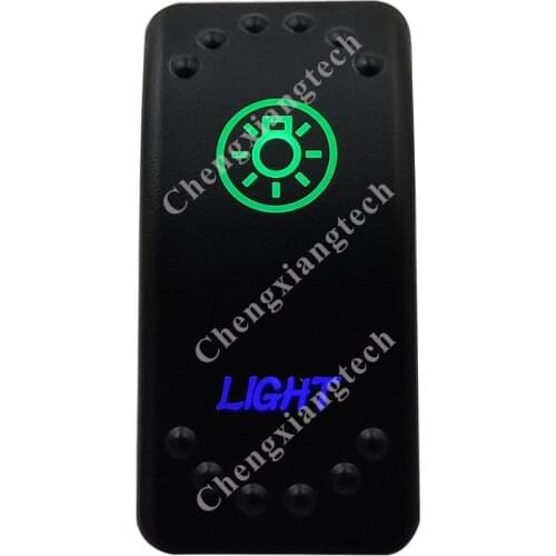 Light Up Green & Down Blue Led Light Rocker Push Switch 5Pins SPST ON/OFF 12V 24V For Marine Boat Car Waterproof