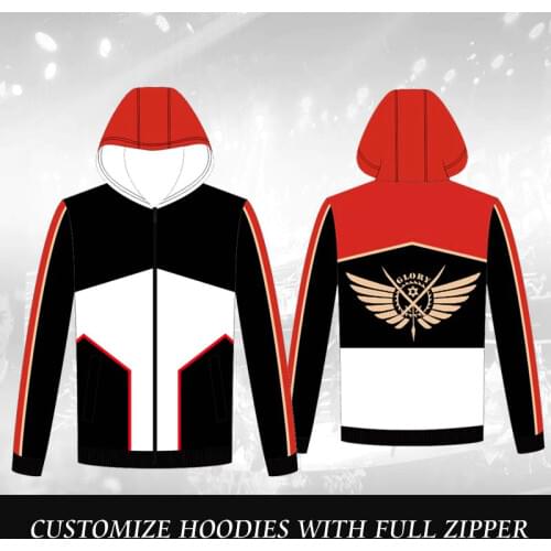 DIY Hoodies of full zipper e-sports Long Sleeve Sweatshirt with hat sport jersey