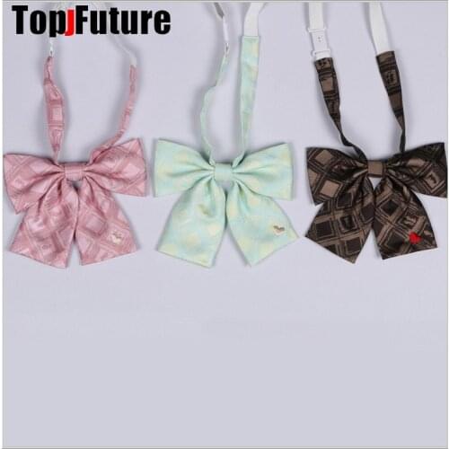 Japanese JK uniform bow tie student school uniform necktie work dress with chocolate collar