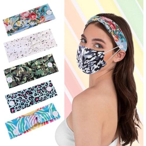 Yoga Sports Sweat-absorbent Yoga Headband Elastic Mask Anti-seize Button Hairband Accessories Simple Design Elastic Headband