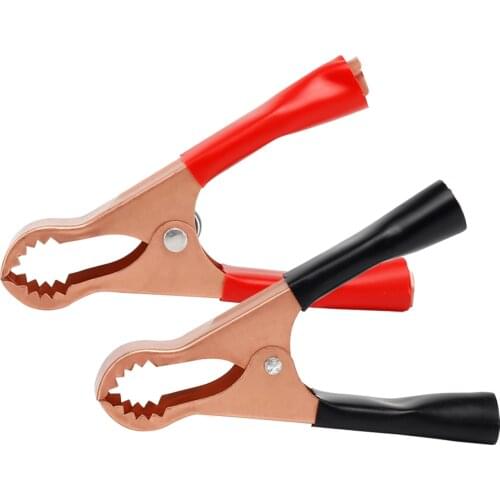 For 2Pcs 50A Red + Black 80mm Crocodile Car Caravan Van Battery Test Lead Clips Alligator Connector Plug Power