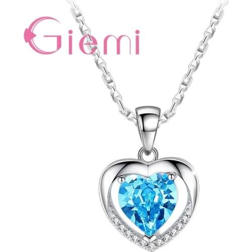Hot Selling 925 Sterling Silver Heart Cubic Zirconia Filled Romantic Gifts For Bridal Women Wedding Engagement Necklaces