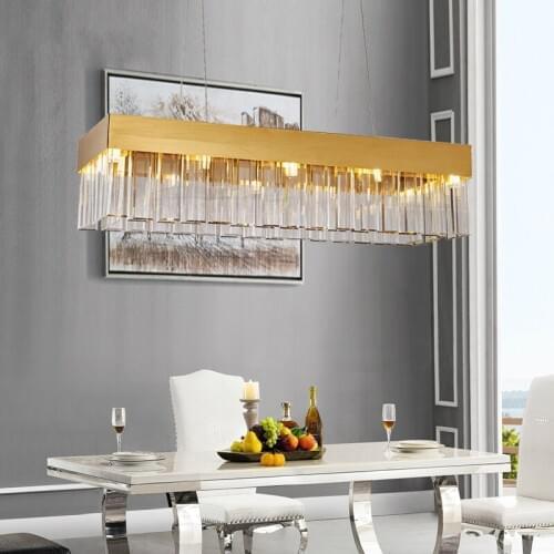 Postmodern Golden Rectangular Iron LED pendant lights Glass Living Room Restaurant hanging lamps Restaurant Hotel Lobby Lighting