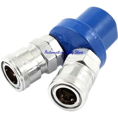 1/4NPT Female Threaded Pneumatic Quick Fitting Double Way Pass Air Hose Coupler SMV