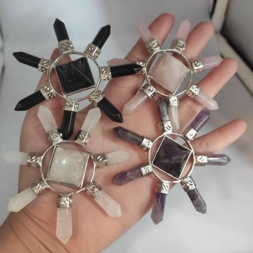 1pcs Natural crystal half gem seven Chakras energy Crystal healing stone pyramid energy collection random