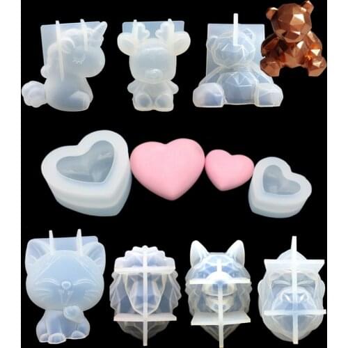 3D Bear Unicorn Christmas Tree Deer Cat Duck Lion Wolf Loving Heart Silicone Mold Sugarcraft Fondant Cake Decorating Tools