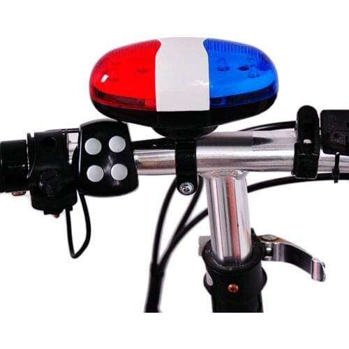 Bicycle 6 Flashing LED 4 Sounds Police Siren Trumpet Horn Bell Bike Rear Light For Taillight Waterproof MTB Road Bike
