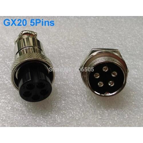 Free shipping 20mm GX20 5 pins aviation plug aviation socket cable joint 2set/lot