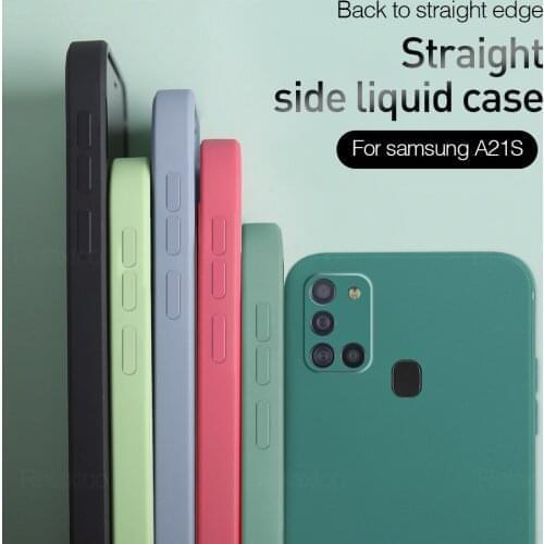 Plain Liquid Silicone Case For Samsung Galaxy A21s A71 A51 A41 A31 A21 A11 A01 A20 A30 A50 M21 M31 Camera Shockproof Cover Coque