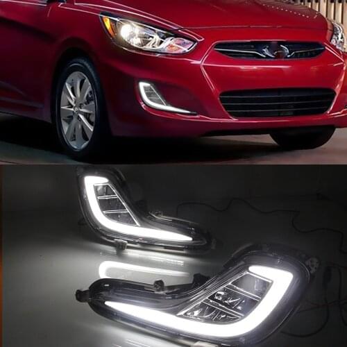 Car flashing 2PCS DRL For Hyundai Accent Solaris Verna 2010 2011 2012 2013 Daytime Running Light Fog Light cover Signal lamp