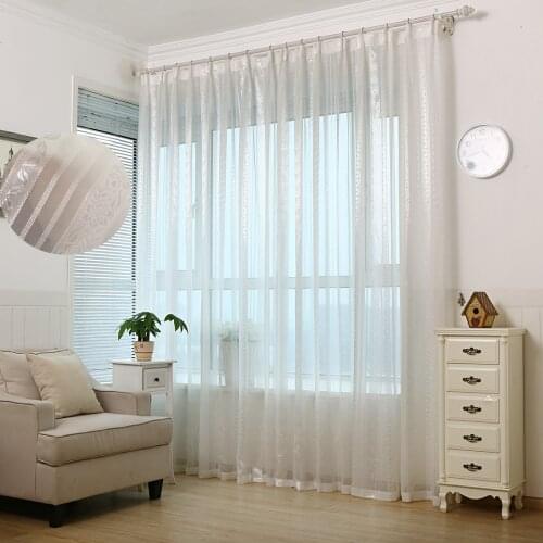 Elegant White Sheer Tulle Curtains for Bedroom Jinya Home Jacquard Striped Breathable Window Door Curtain Hotel Quality Panels