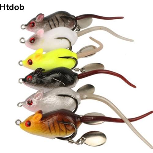 Htdob 2Pcs Fishing Lures Lifelike Mouse bait Artificial Baits Make 5.5cm 10g For Snakehead Hooks Fishing Wobblers Bass 3D Eyes