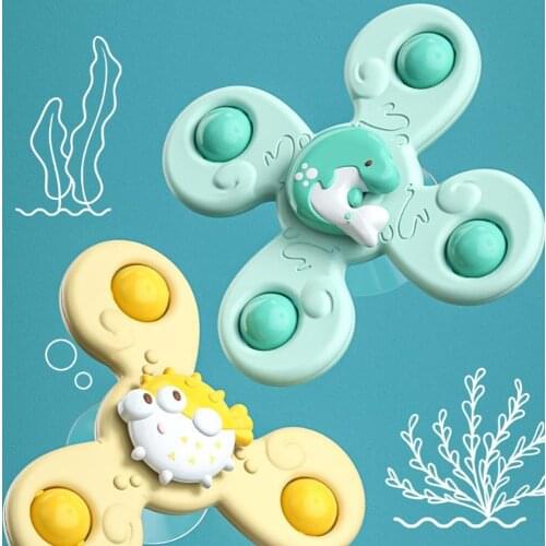 Baby Montessori Rotating Toy Bath Spinning Toy Suction Cups Windmill Spinner Toy Infant Bath Spinning Stress Decompresssion Toys