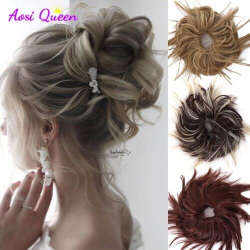 AS Messy Bun Scrunchy Hair Bun Fake Hair Synthetic Women Chignon Elastic Hair Band Hairpieces For Women Updo Donut Chignon