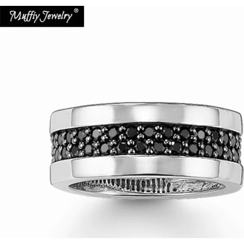 Band Ring Black CZ in 925 Sterling Silver Ring, Gift for Women & Men,Europe Style Vintage Factory Price 2017 Fine Jewelry