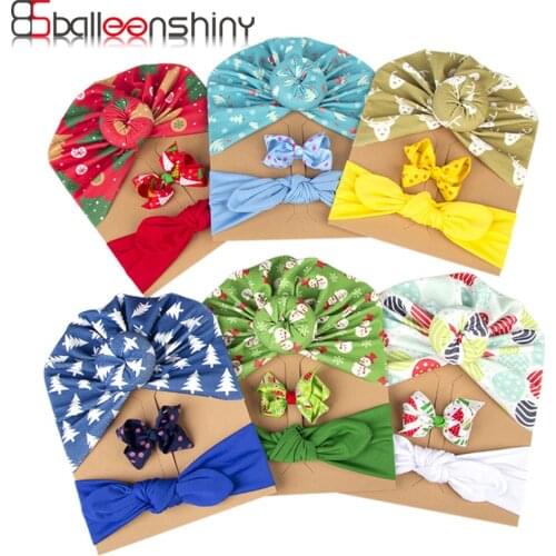 Balleenshiny 3pcs Children Hat Set Baby Girl Headband Christmas Set Christmas Tire Hat Indian Hat Hair Accessories Photo Props