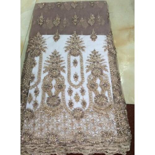 Lace SYJ-36686 latest nigerian lace styles french party lace fabrics 5 yards tulle fabric with beads