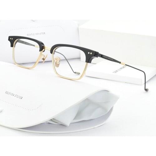 Square 2021 Korean brand design Eyeglasses frames HAVANA Women Men titanium Eyewear Frames For Reading Myopia Prescription lens