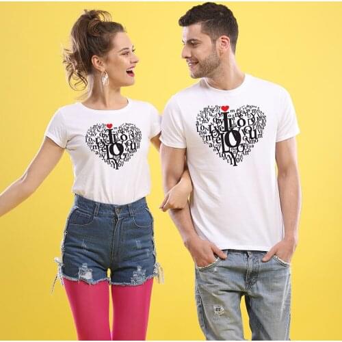 Best Gift Couple T Shirt Anniversary Gift Summer Short Sleeve Casual Tops Love Doodle Couple Clothes for Lovers T-Shirt