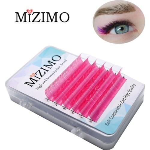 MIZIMO Neue Farbe pfropfen wimpern 0,07/0,1mm C/D 8-15mm Rose rot künstliche Nerz Haar Charakter Wimpern Verlängerung
