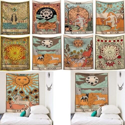 2021 Newest Arrival Tarot Card Print Wall Hanging Indian Tapestry Hippie Bedroom Blanket Bedspread Dorm Decor Throw Cover