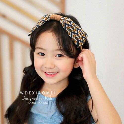 New Cute Bows Headband Hairbands For Girls Sweet Korean Print Rhombus Bowknot Hair Band Fashion Kids Hair Hoop Accessories Gift