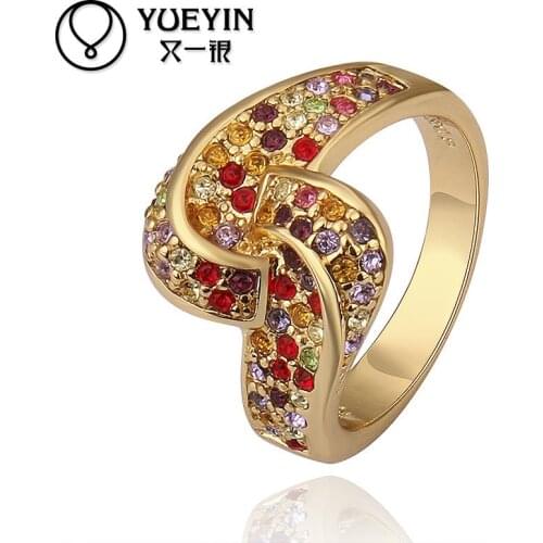 Wholesale Gold color ring for women Bridal wedding Jewelry Anillos de mujer Multicolor Crystal Twisted engagement ring