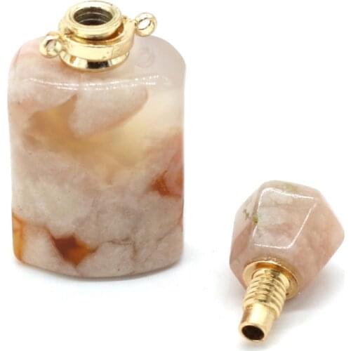 Natural Stone Perfume Bottle Pendants Exquisite Cherry Agated for Jewelry Making DIY Necklace Gifts for Women Accessory